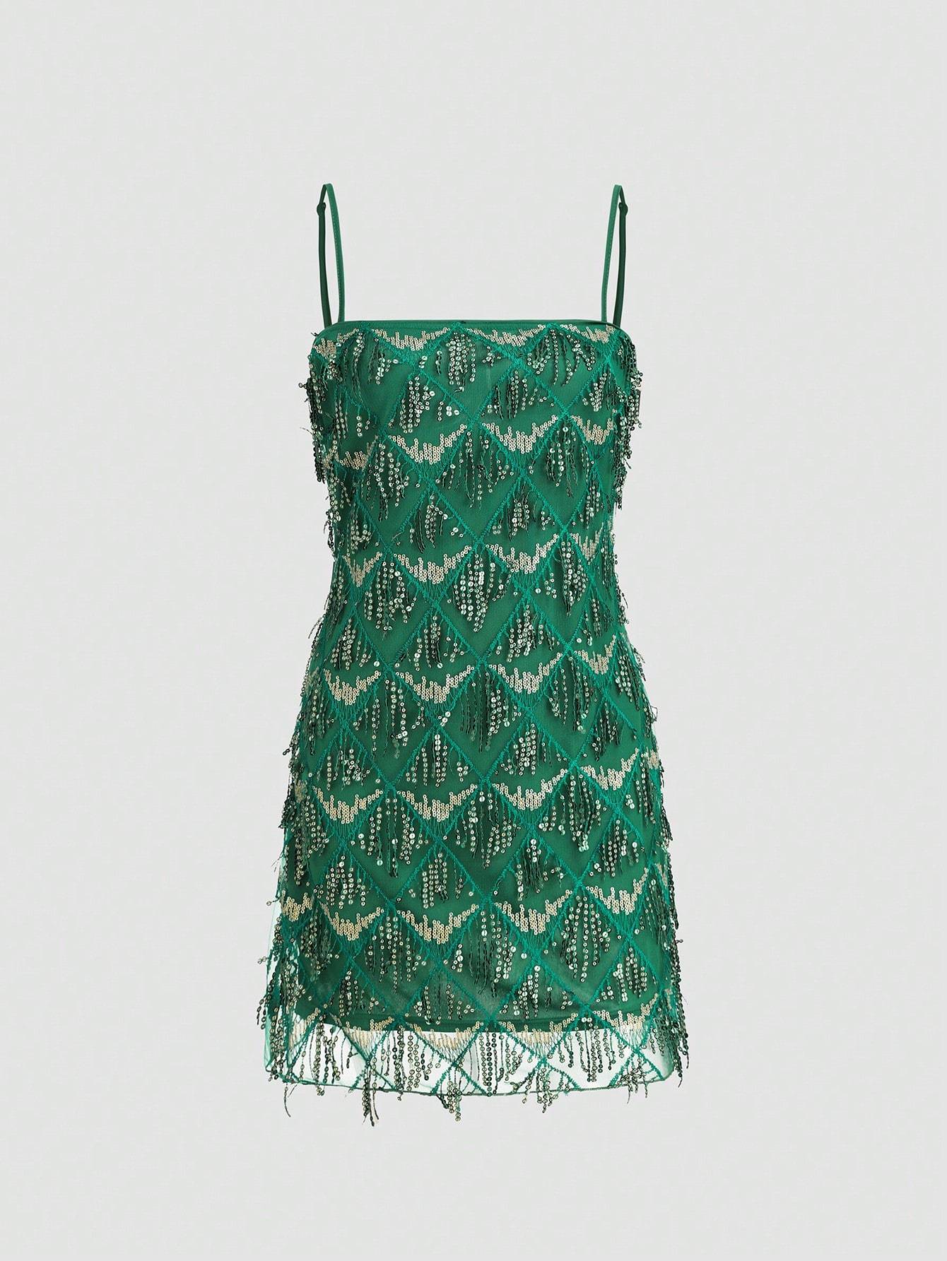 Women's Glitter Spaghetti Strap Formal Evening Party Dress