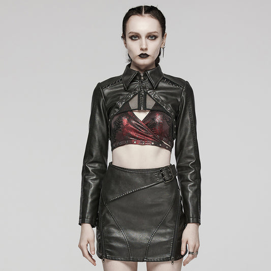 Women's Dark Sweet Cool Short Leather Coat