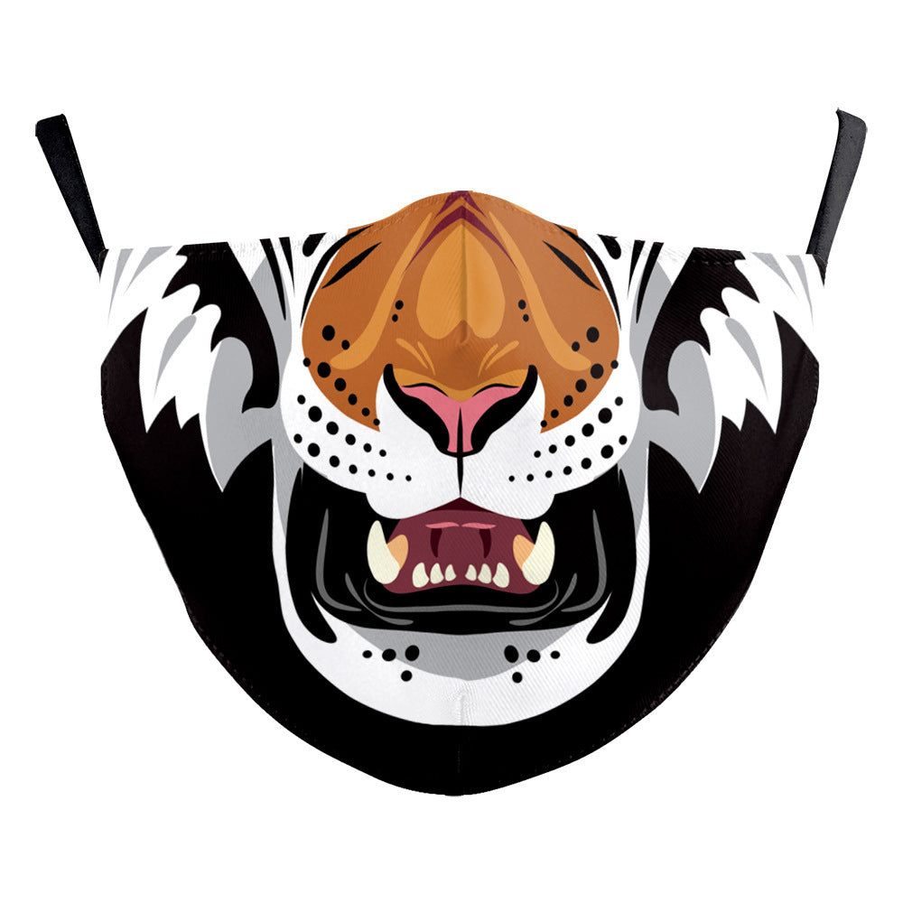 Wansheng Digital Printing Face Animal Tiger Ear Hanging Double-layer Mask
