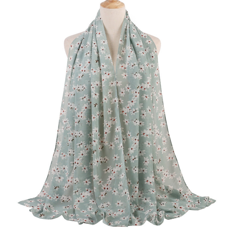 Breathable Chiffon Small Floral Long Towel