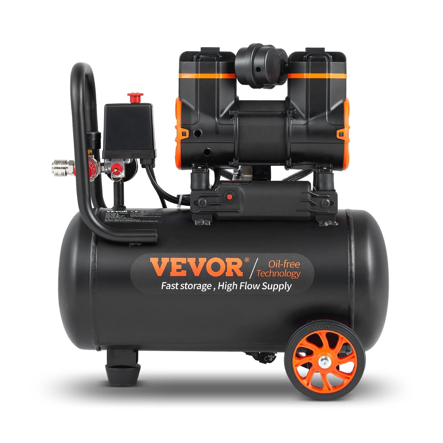 Air Compressor 4.8 Gallon 900W 2.2 CFM  90PSI 70 DB Ultra Quiet Oil Free