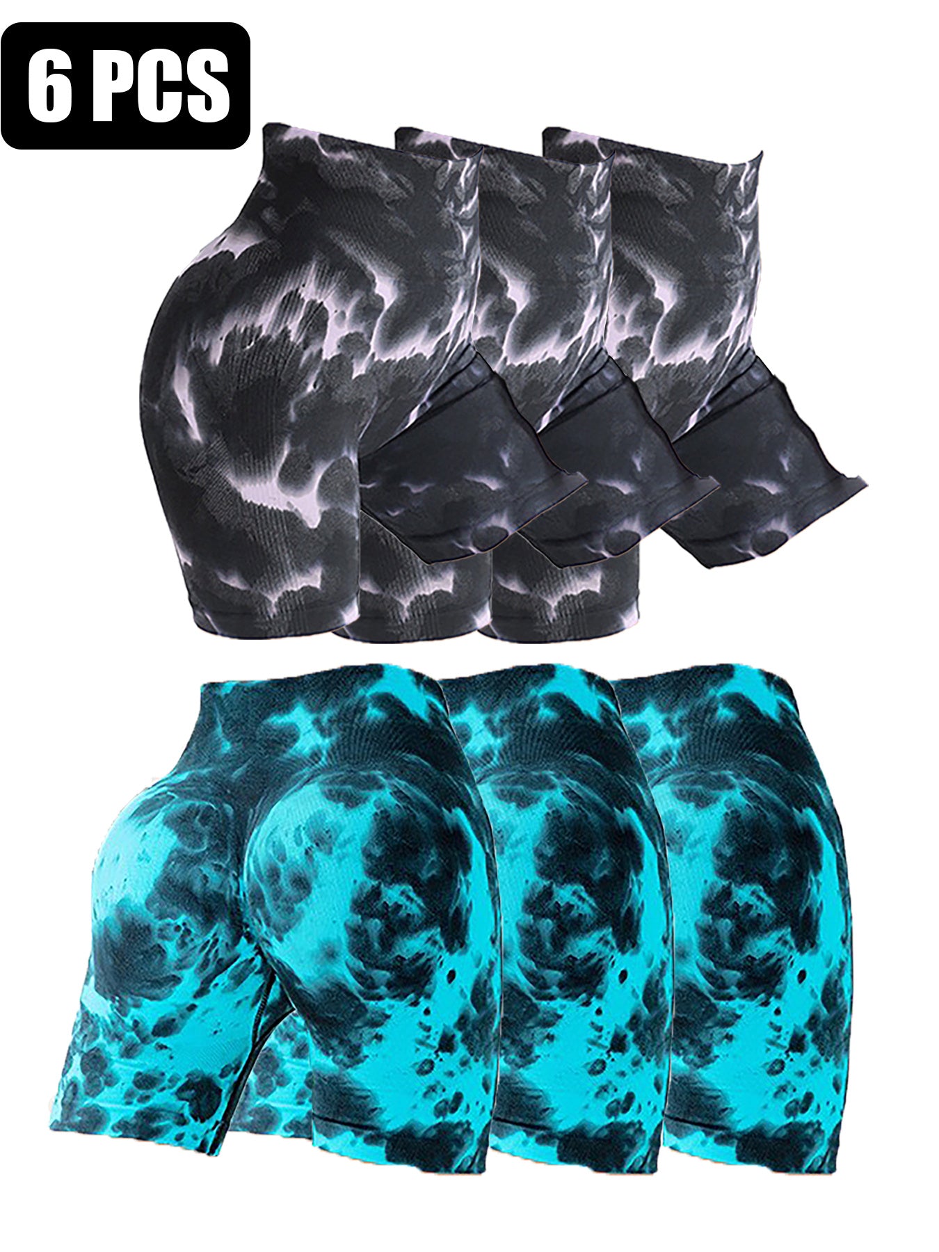 6PACK Solid-color High-waisted Three-inch Shorts