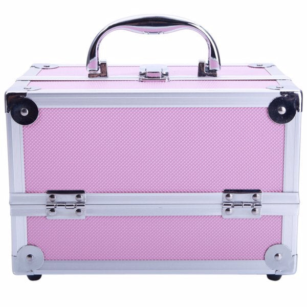 Handheld Top Double Opening Aluminum Alloy Makeup Case With Mirror