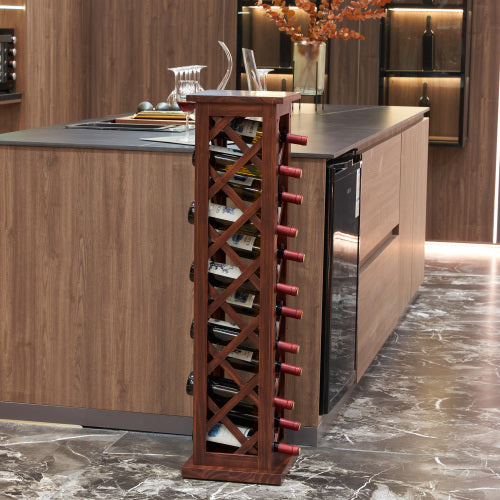 12 Bottles Freestanding Wine Rack, Wine Cooler, Kitchen, Pantry, Wine Cellar, Walnut Freestanding Display Stand