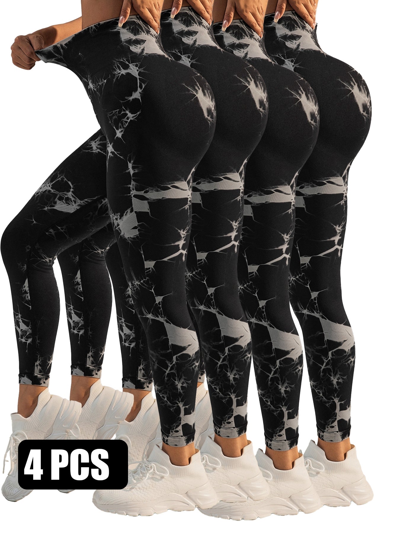 4pcs Tie-dye Yoga Pants Active Yoga Pants