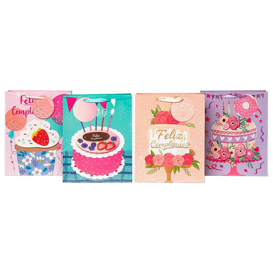 12pcs Plus Size Exquisite Gift Bag, 3D Patch & Powder Sprinkle Design, Multiple Styles, Can Be Used For Birthday Parties, Weddings, Shopping And Other Occasions, Reusable