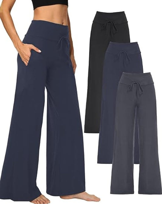 Wide-leg Pants - 3 Cropped Pockets, Black Dark Gray, Zhang Blue