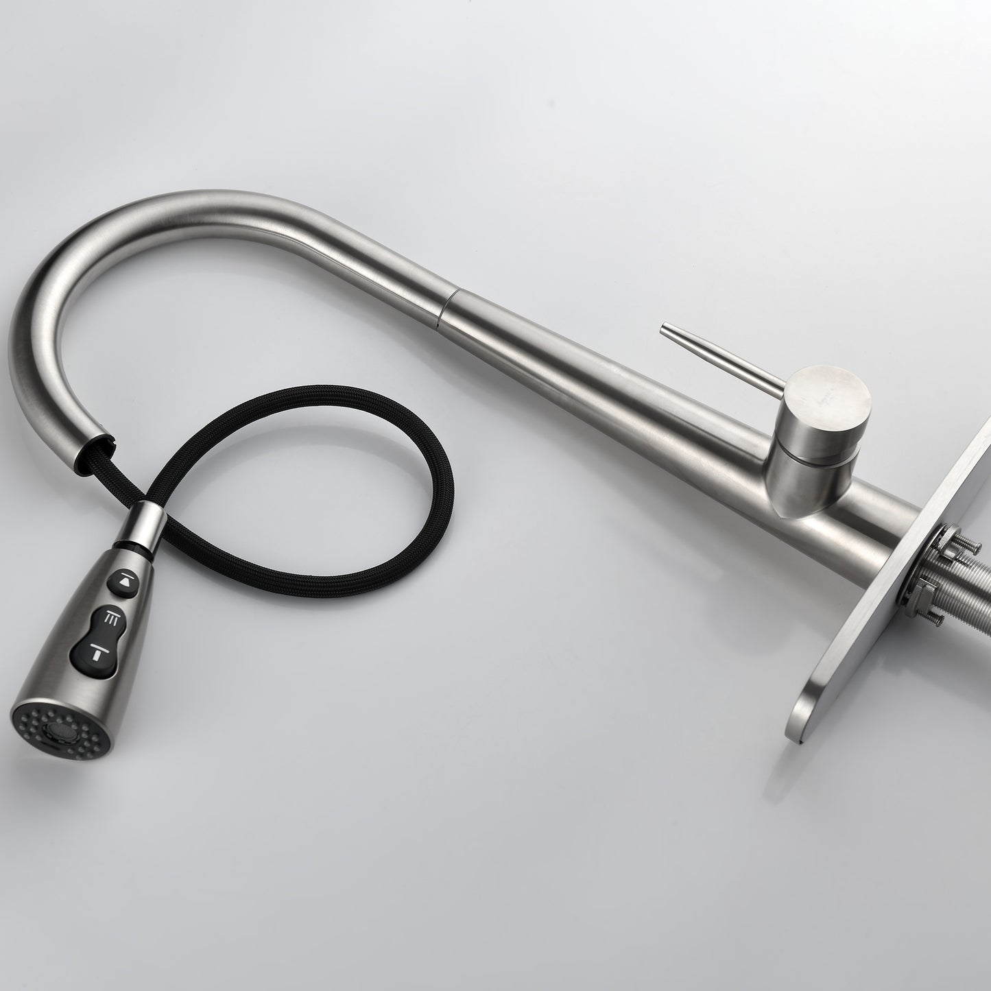 High Curvature Single Handle Kitchen Sink Faucet With Deck, Commercial Modern Stainless Steel Kitchen Faucet