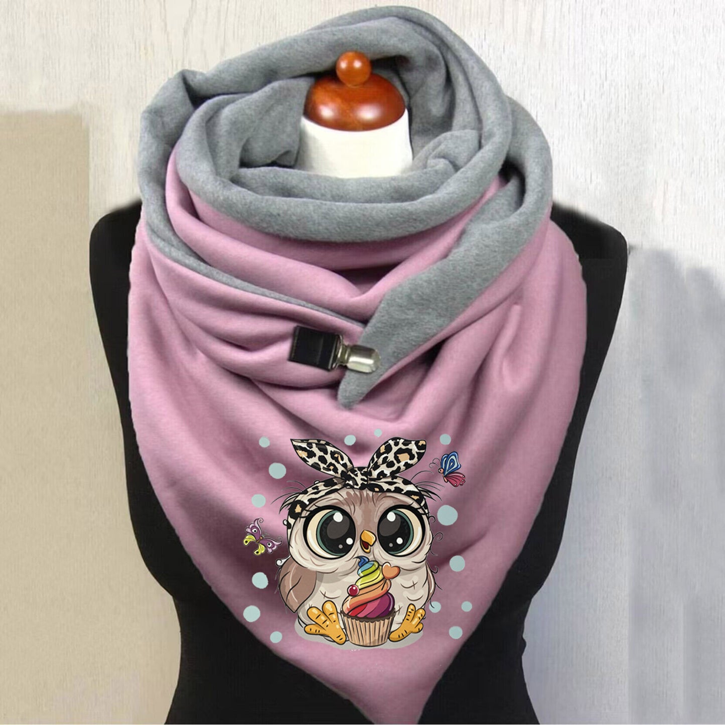 Women's Graceful And Fashionable Cotton Warm Button Scarf