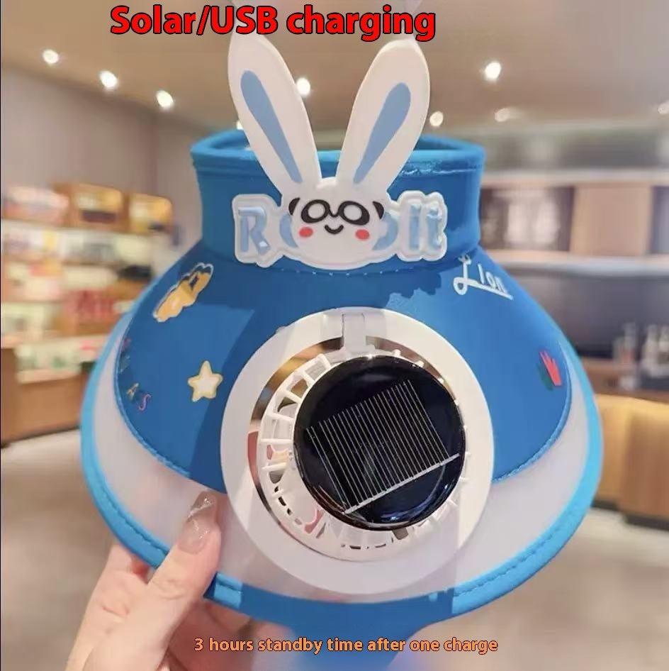 Summer Solid Color Solar Fan Cap Women's Multi-functional Outdoor