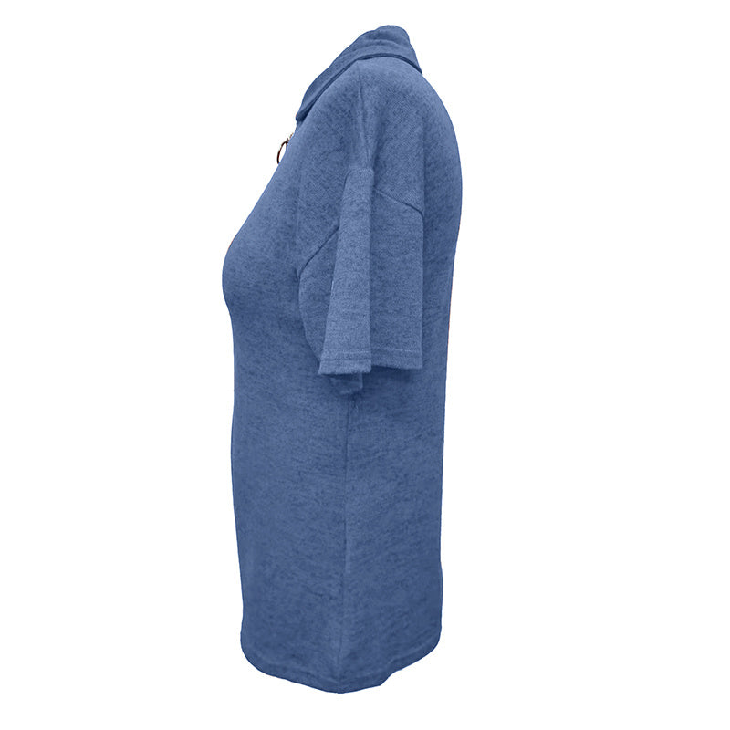 Womens Polo Shirts Summer Business Casual Work Tops Short Sleeve Zipper Collared V Neck Blouse