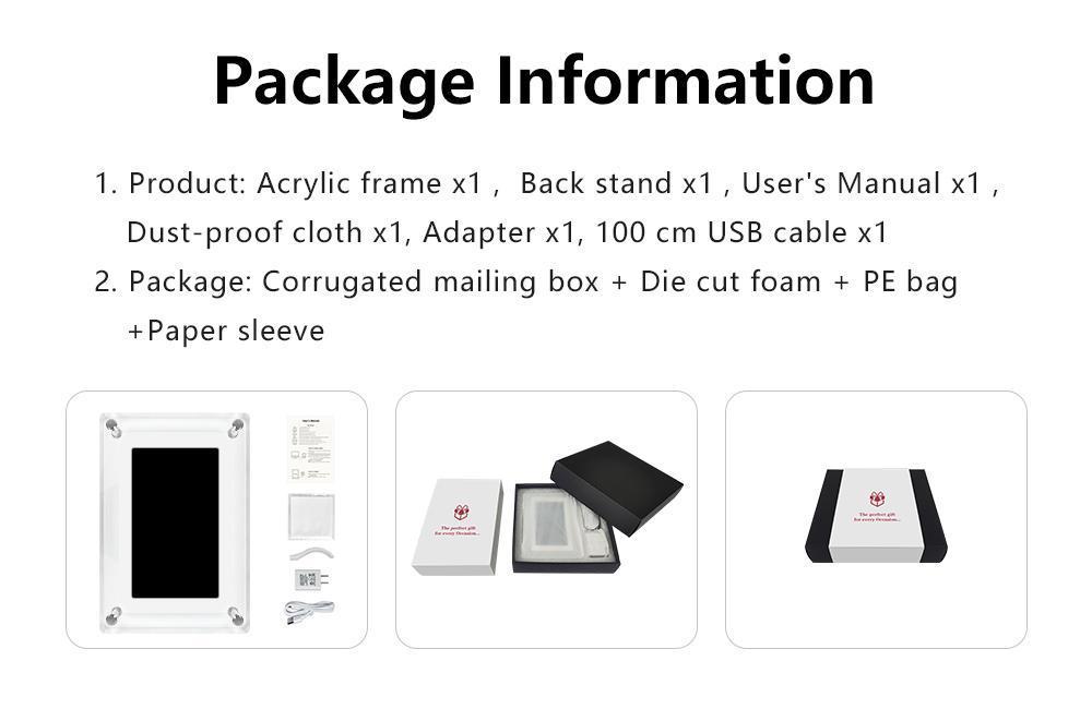 5 Inch 4GB Memory IPS HD Screen Crystal Advertising Player Acrylic Digital Photo Frame Gift