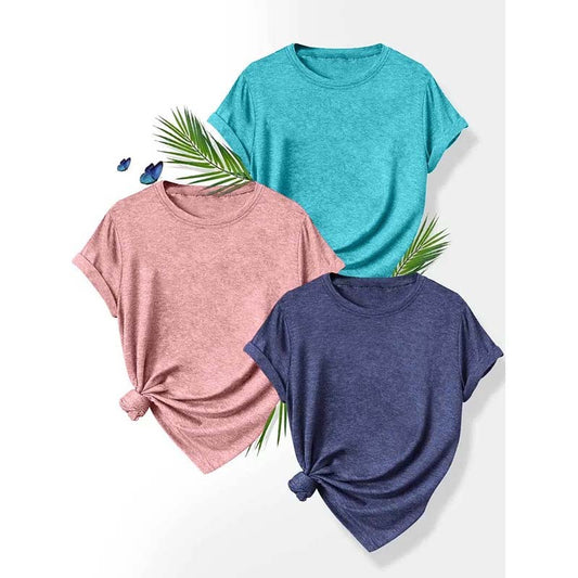 Womens 3 Pack T-Shirts Short Sleeve Summer Tops Fashion Basic Tees Comfy Casual Vacation Outfits