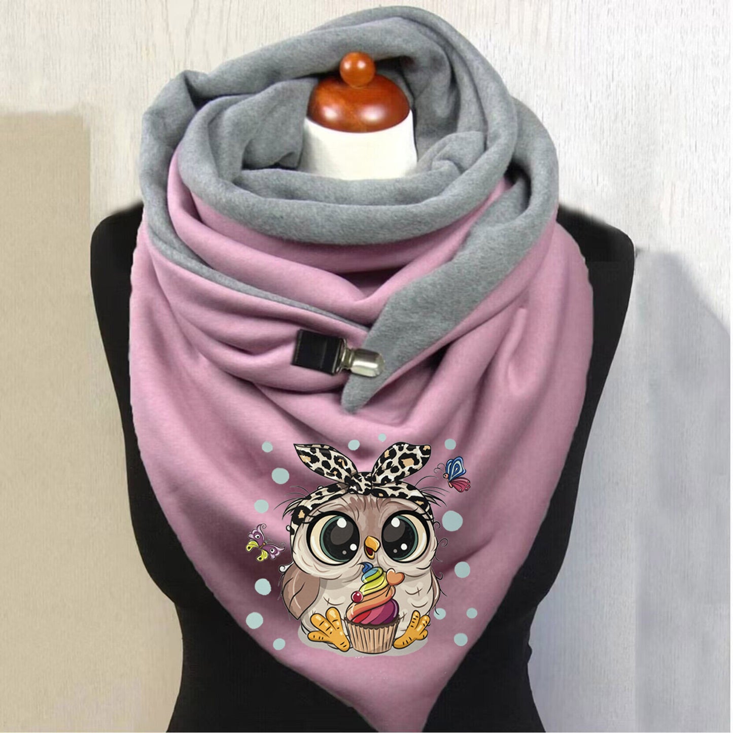 Women's Graceful And Fashionable Cotton Warm Button Scarf