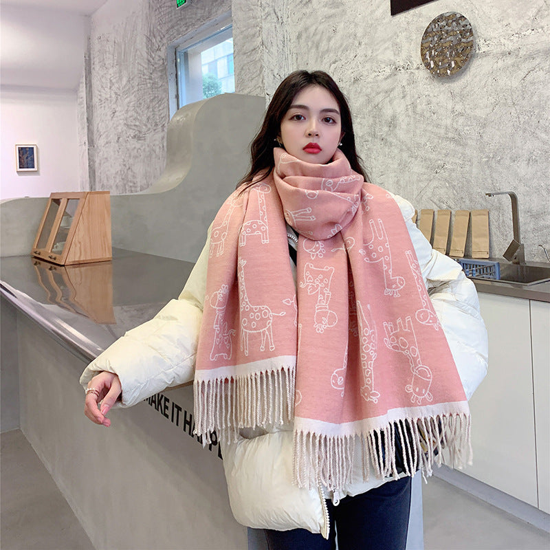 Printed Cashmere Shawl For Sun Protection In Autumn And Winter