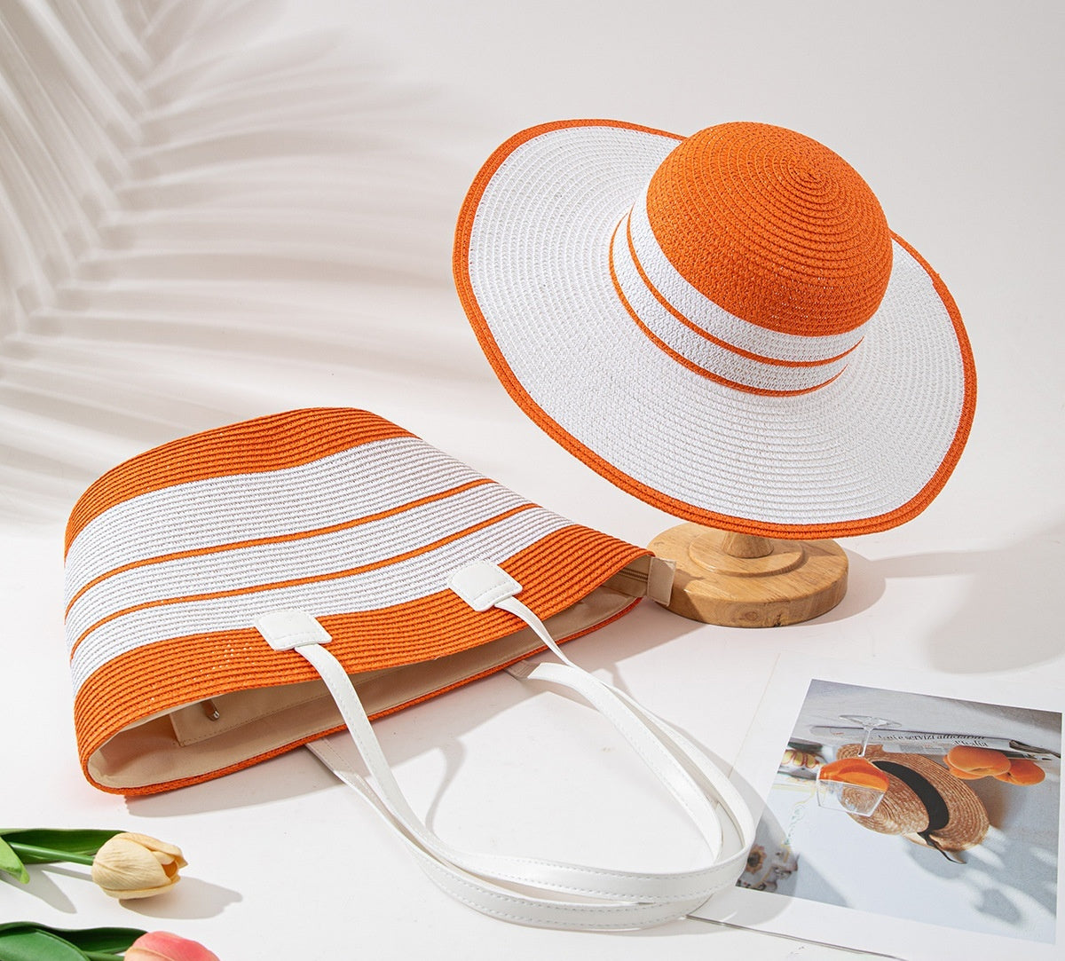 Seaside Vacation Sun Protection Straw Hat Bag Set