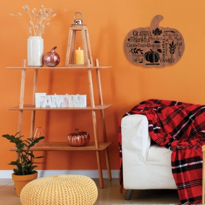 Grateful By Artisan Linda Spivey Printed On Wooden Pumpkin Wall Art