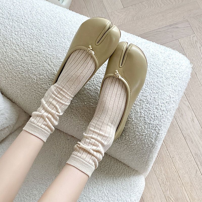 Vertical Stripes Large Trotter Toe Socks Thin Solid Color