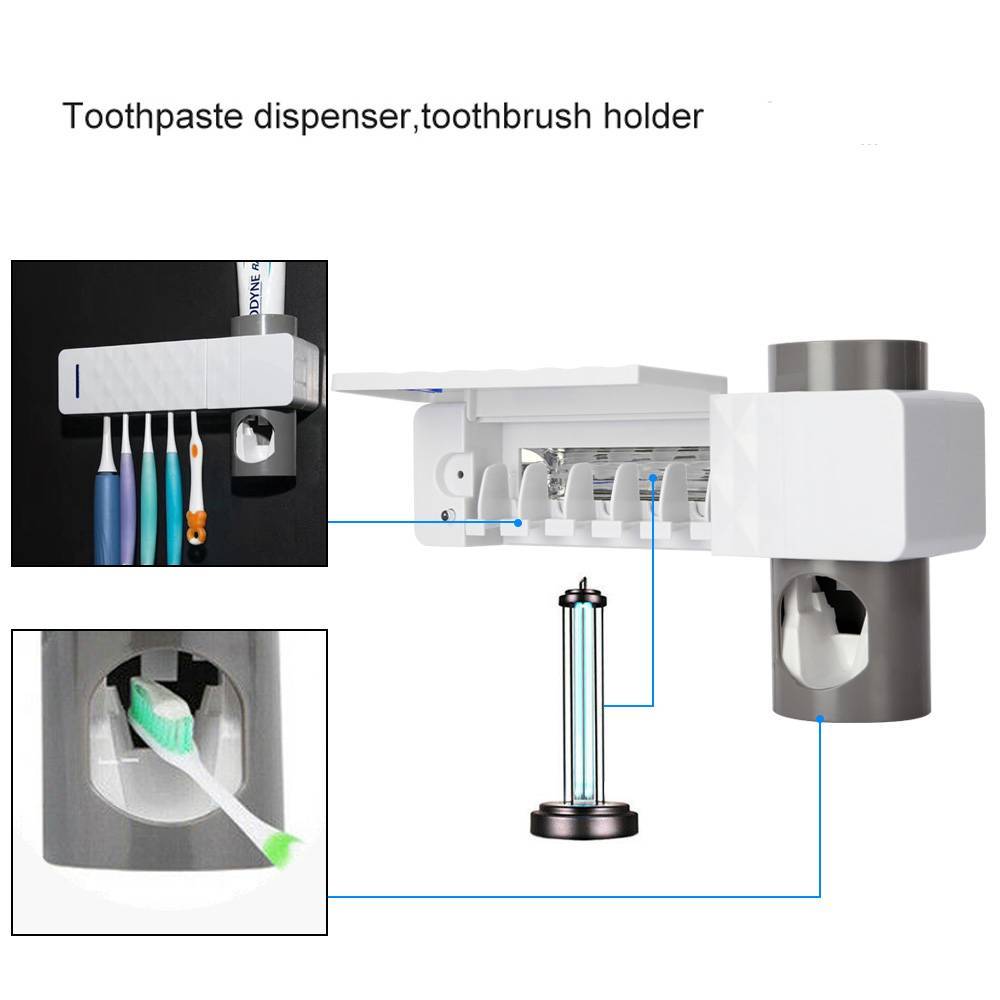 UV Lamp Sterilizer Toothbrush Holder Bathroom Automatic Toothpaste Health Clean