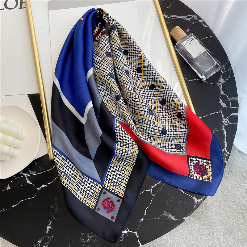 Women's Striped Silk Scarf Color Matching Versatile Printing Silk