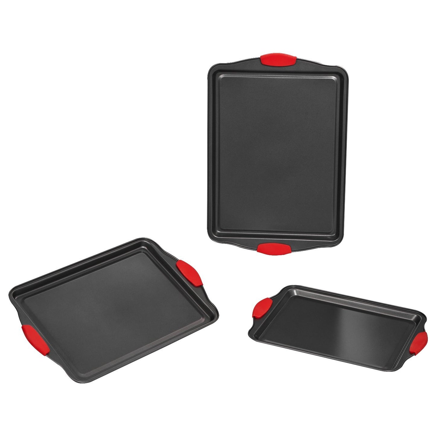 Baking Pan Set 3-Piece Nonstick Carbon Steel Bakeware Set With Silicone Handle