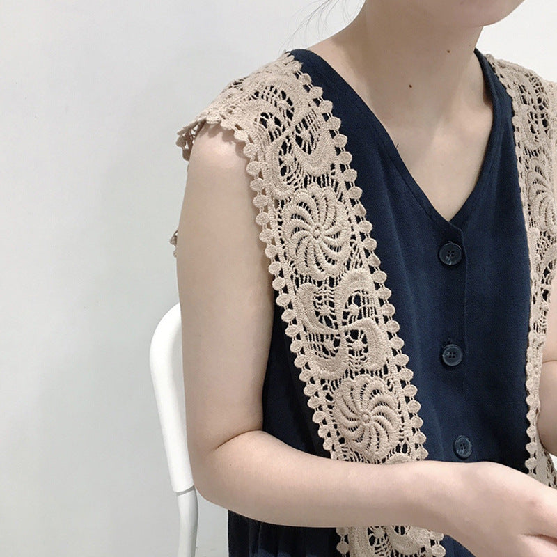 Thin Knitted Crocheted Fake Collar Shawl