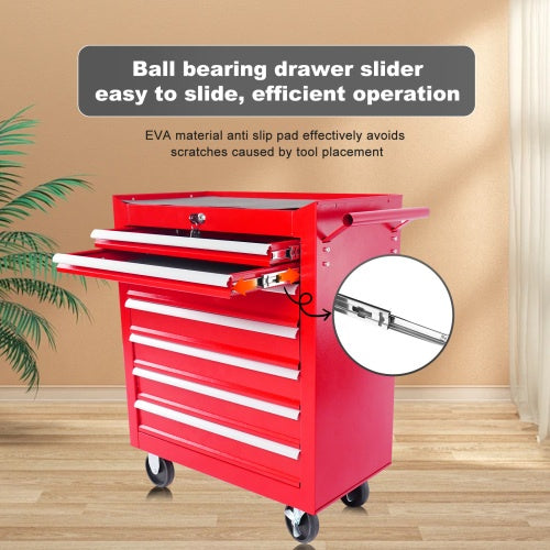 7-Drawer Metal Rolling Tool Chest With Wheels,Tool Storage Cabinet With Locking System