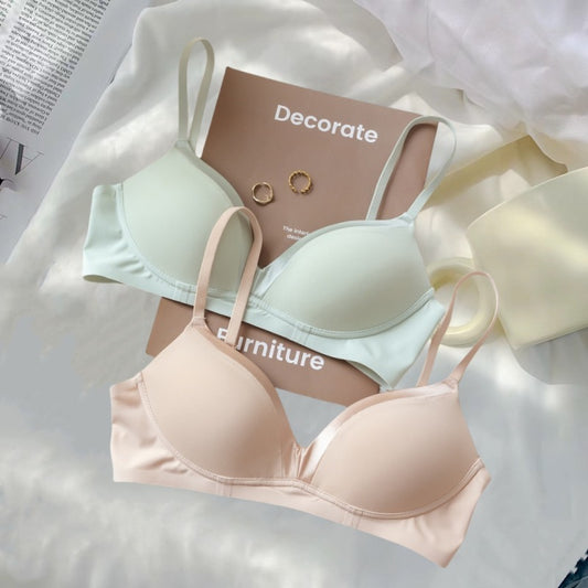 Satin Stitching French Sexy Triangle Cup Micro Push Up Without Steel Ring