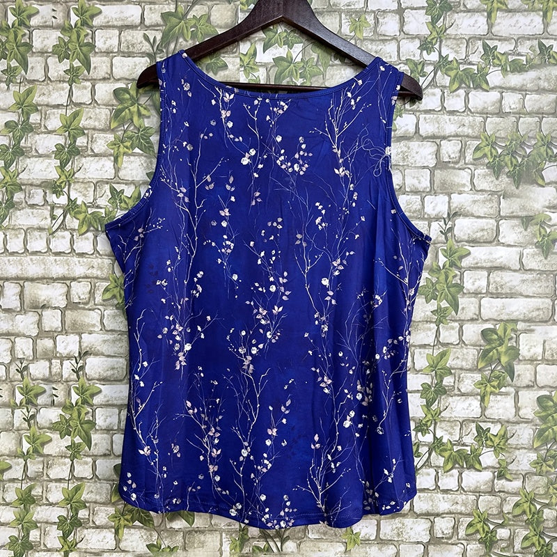 Women's Plus Size Sleeveless Button-Front Blouse With Ruffle Detail & Floral Print Casual Summer Top