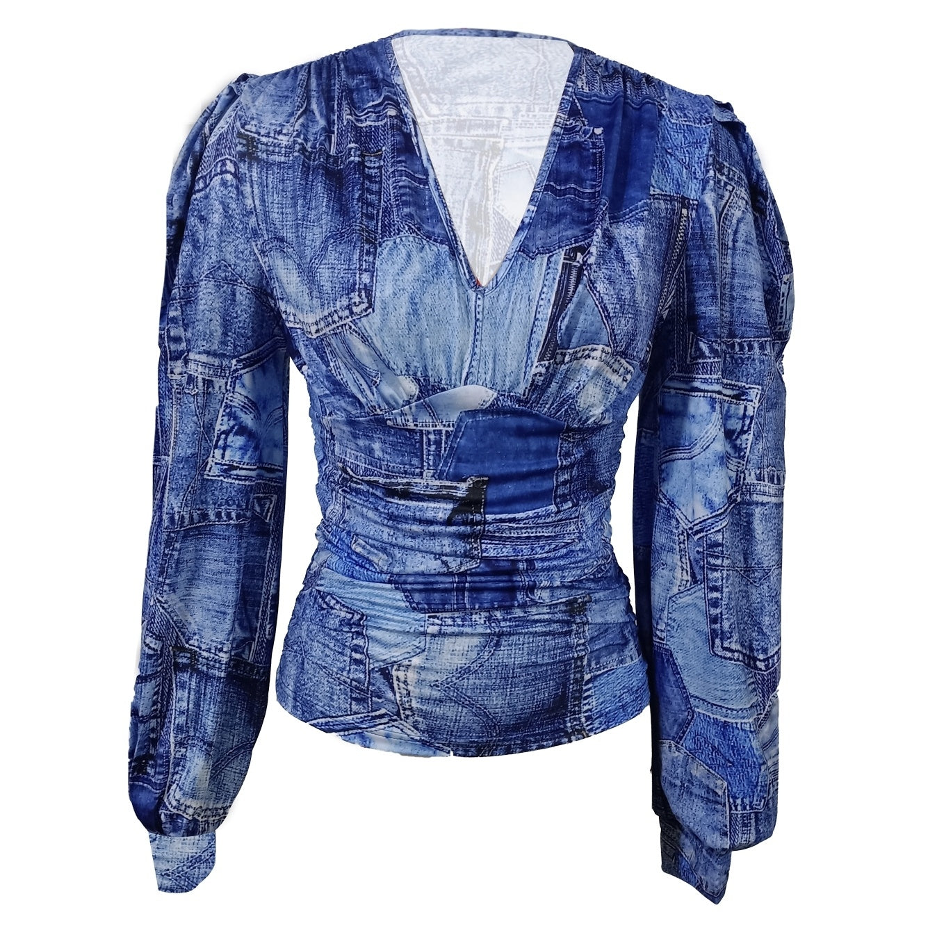 Ladies' Fashionable Versatile Design V-neck Slim Fit T-shirt Top