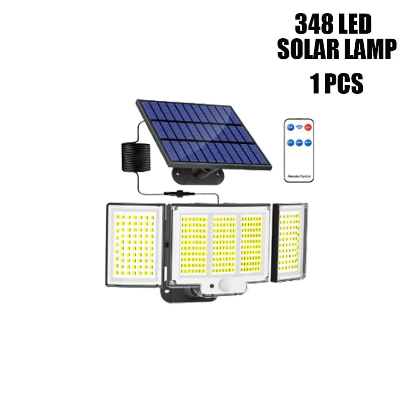 Waterproof Solar Outdoor Light Street Light 348LED 3 Side Adjustable Strap Remote Control