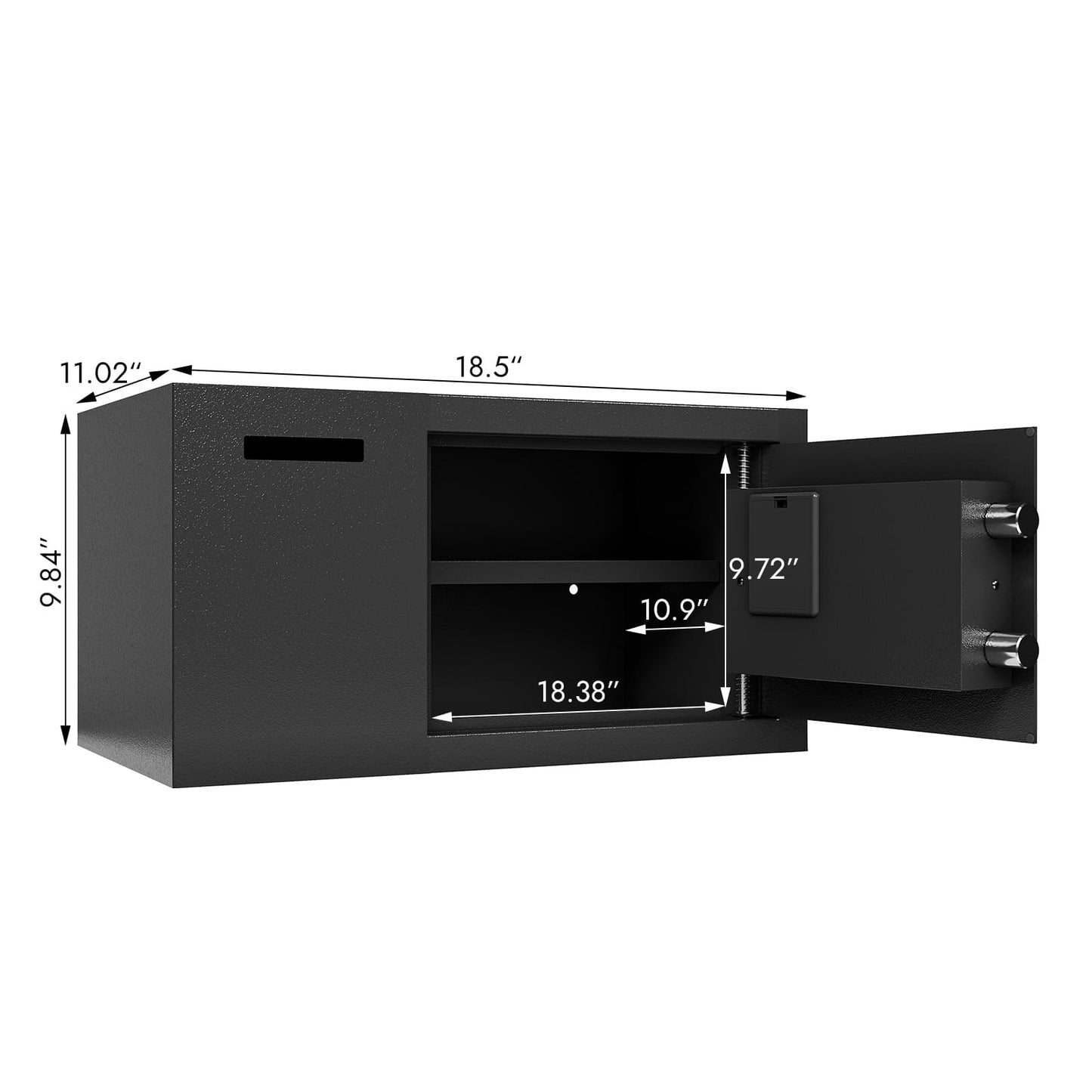 Steel Security Safe And Lock Box With Electronic Keypad - Secure Cash, Jewelry, ID Documents, Black,1.16 Cubic Feet