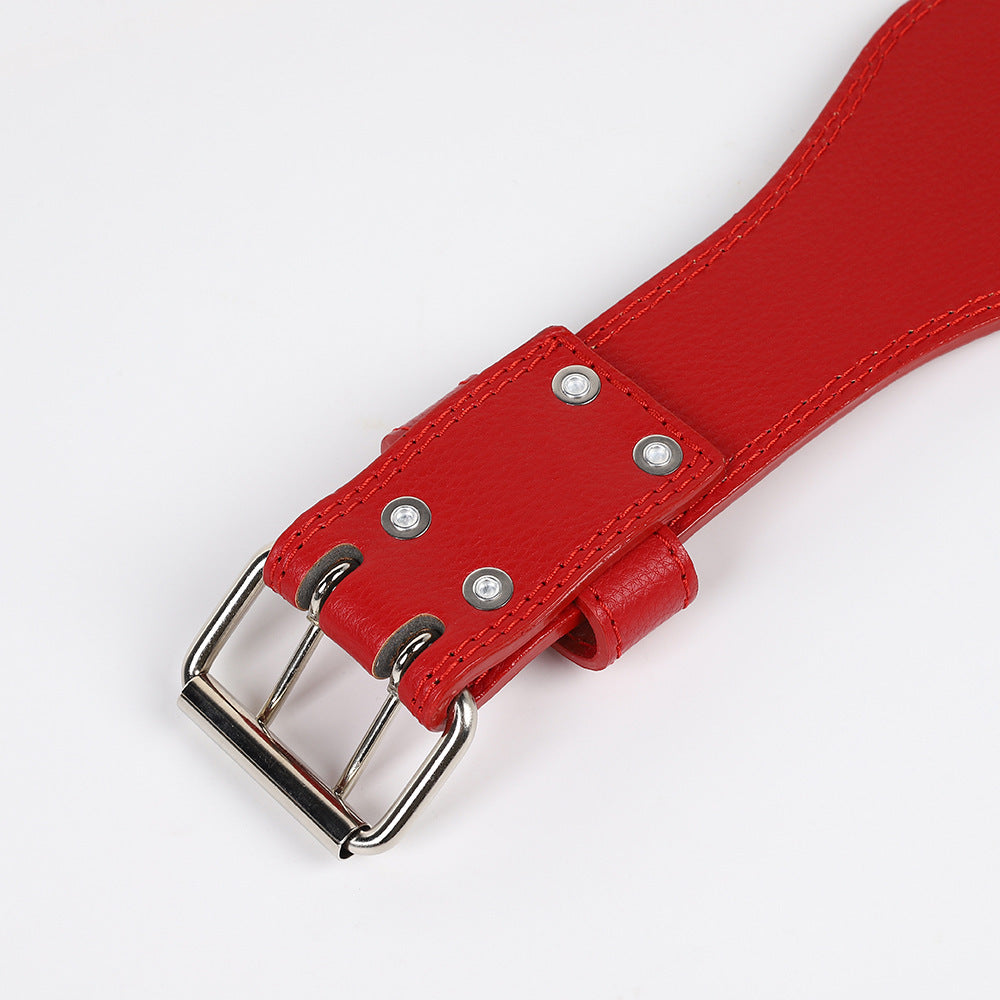 Color Cowhide Double Breasted Belt Boost