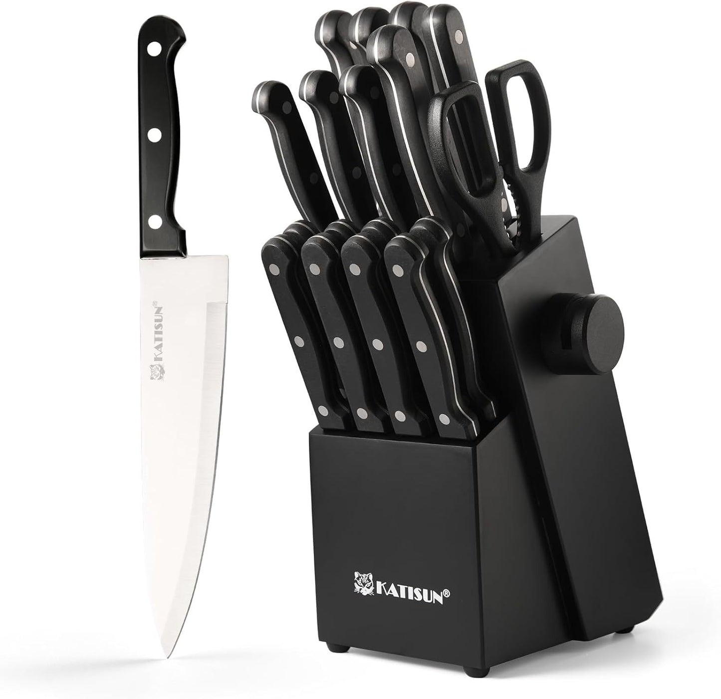 Durable German Steel Dishwasher Safe Kitchen Knife Set With Sharpener