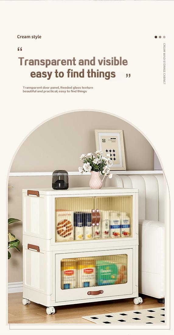 Baby Safety Transparent Opening Lid Indoor Home Decoration Storage Cabinet With Wheels
