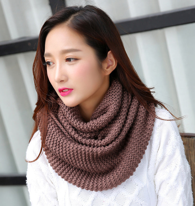 Wool Knitted Scarf Warm And Thick Solid Color