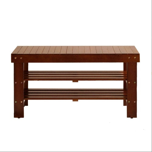 Pina Quality Solid Wood Shoe Bench, Cherry Finish
