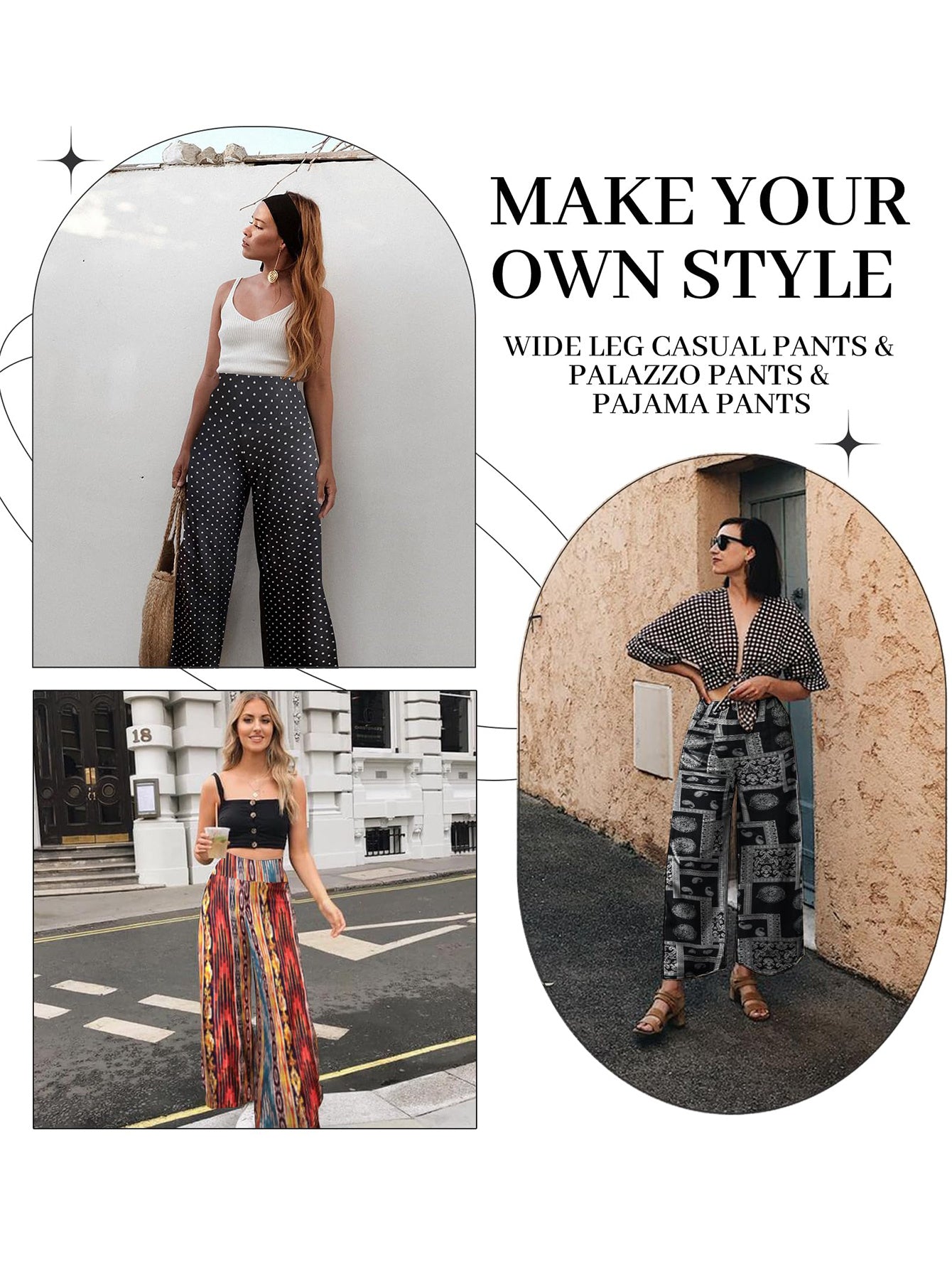 Wide-leg Pants - Skirt Print Black Ethnic Style