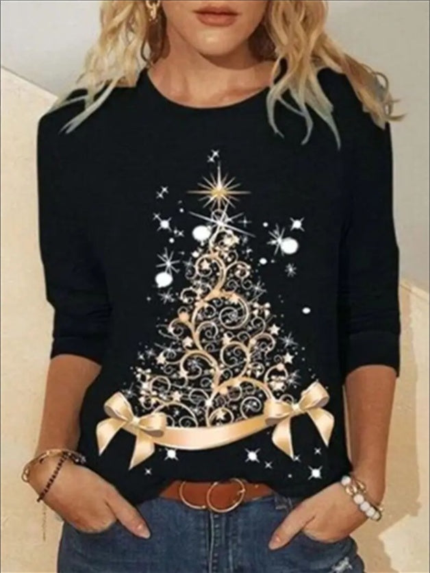 Women's Printed Hoodless Long Sleeve Sweatshirt