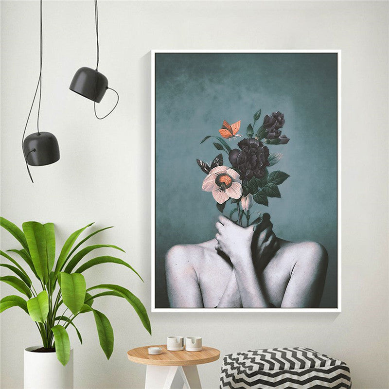 Modern Living Room Home Decor Painting Abstract Floral Character Art Canvas Poster