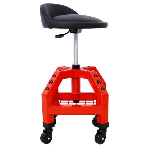 Pneumatic 360 Degree Swivel Stool, Mechanics Rolling Creeper Seat, Heavy Duty Rolling Mechanics Stool, Shop Stool With Casters Red