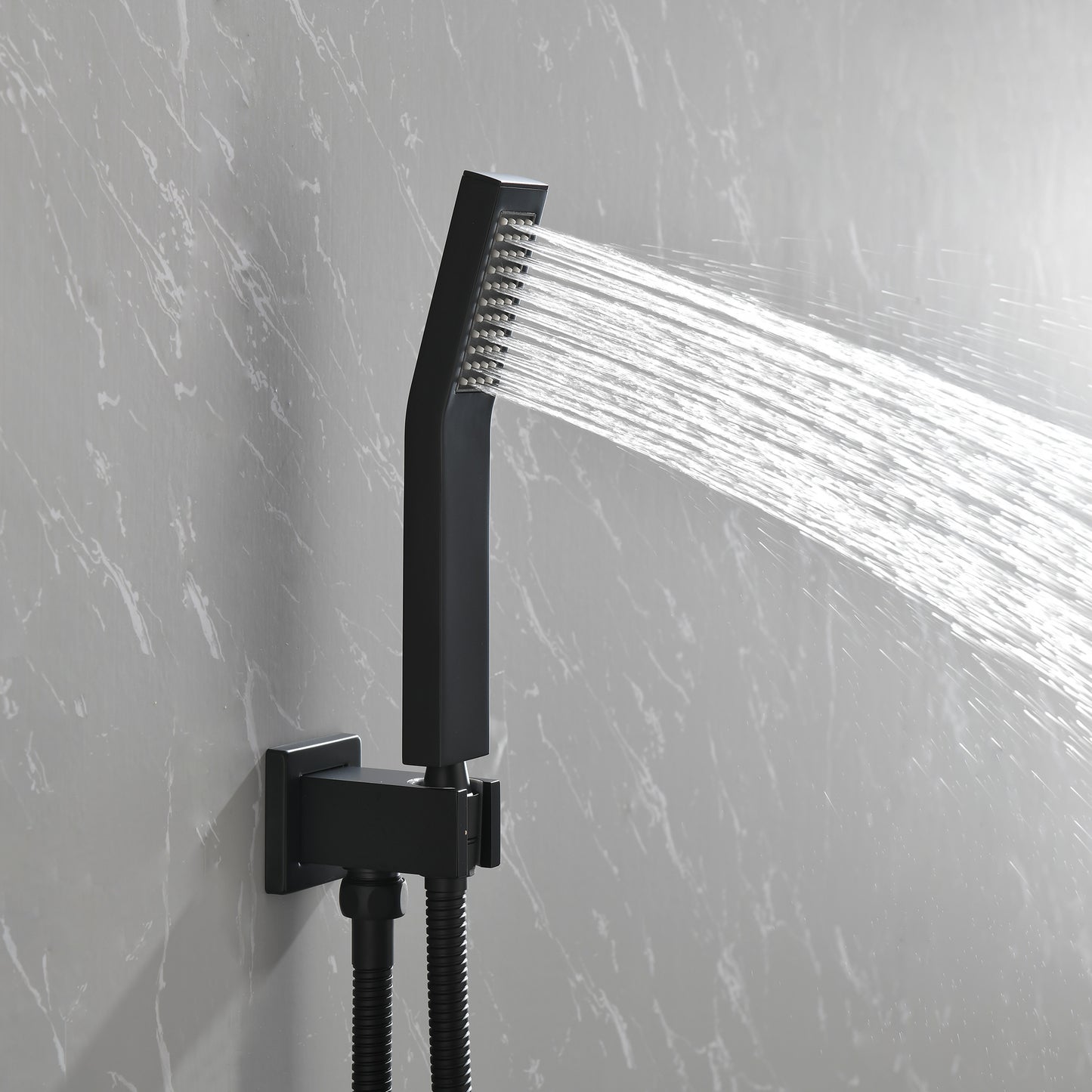 Brass Matte Black Shower Faucet With Shower System,10 Inch Shower Head And Handheld Spray Bathroom Combination