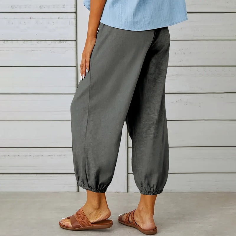 Effortless Drawstring Capris - Women's Wide Leg Casual Summer Pants With Adjustable Waist