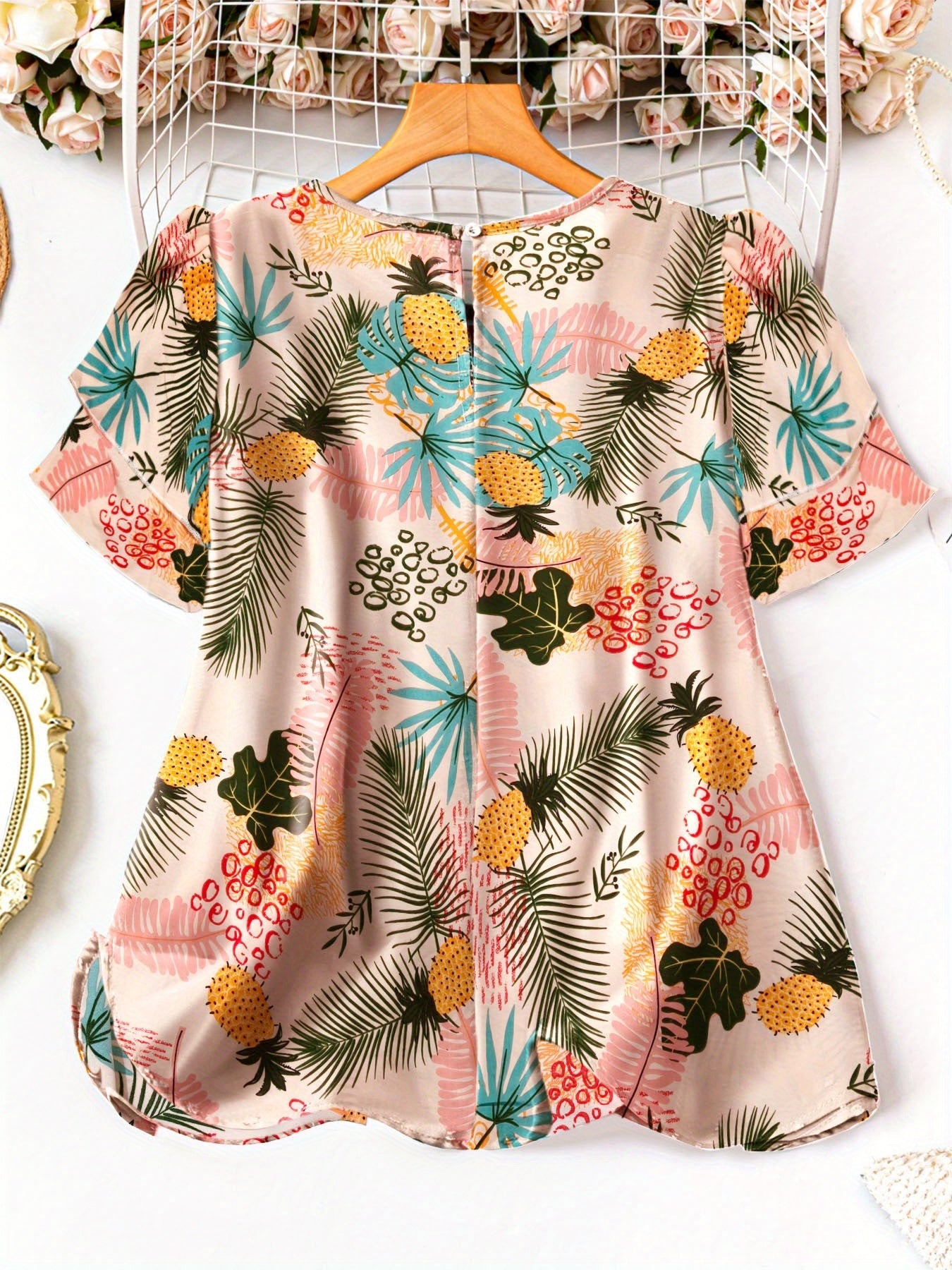 Women's Plus Size Swiss Polka Dot Shirt Summer Round Neck Short Sleeved Outdoor Casual Blouse Top