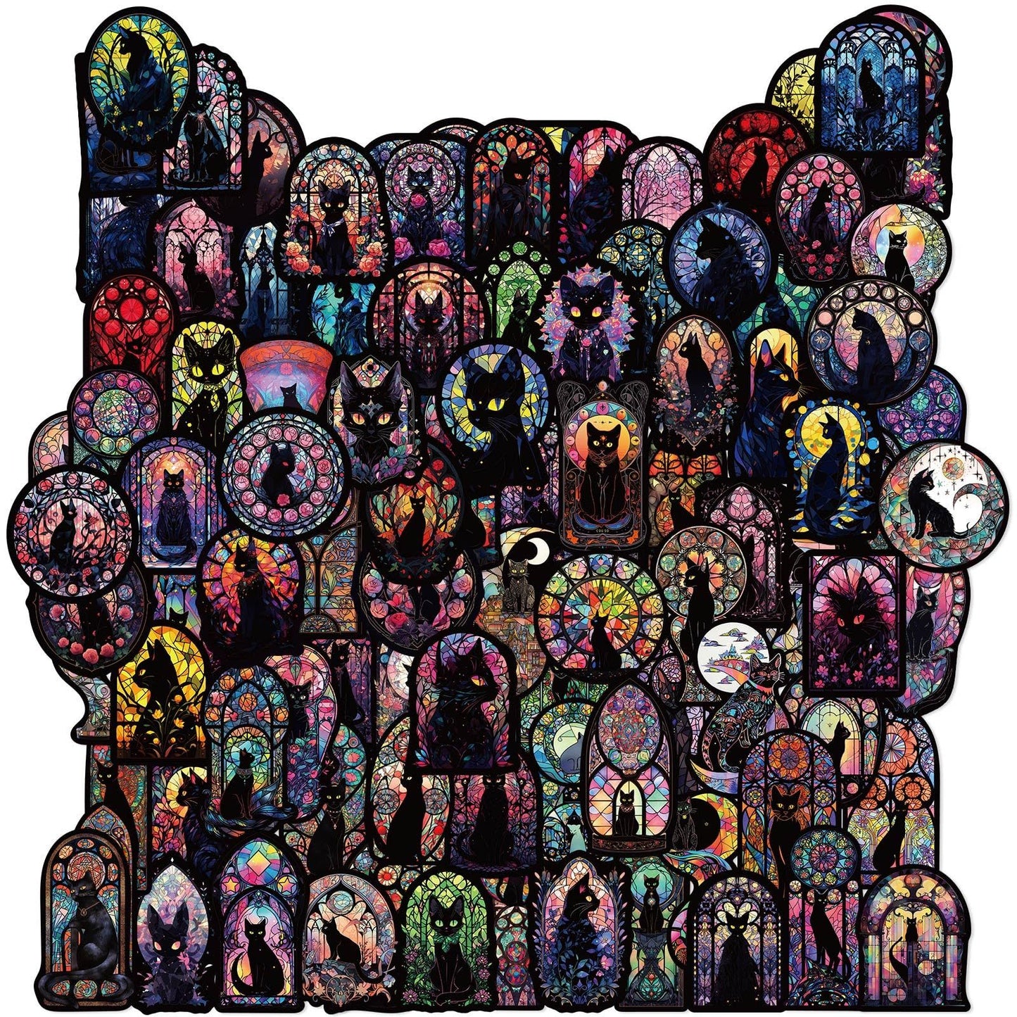 Gothic Black Cat Stickers, Graffiti Decals, Gothic Accessories, Scrapbook Stickers For Laptop, Skateboard, Water Bottle, Luggage, Phone, For Teens And Adults,Amazon Is Banned