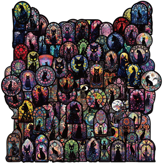 Gothic Black Cat Stickers, Graffiti Decals, Gothic Accessories, Scrapbook Stickers For Laptop, Skateboard, Water Bottle, Luggage, Phone, For Teens And Adults,Amazon Is Banned
