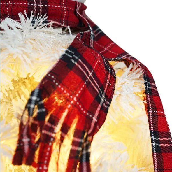 4FT Snowman Shaped Christmas Tree With Pre-Lit LED Lights, Holiday Decoration