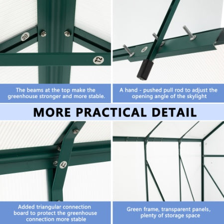 6X10FT Polycarbonate Greenhouse Raised Base And Anchor Aluminum Heavy Duty Walk-in Greenhouses For Outdoor Backyard In All Season