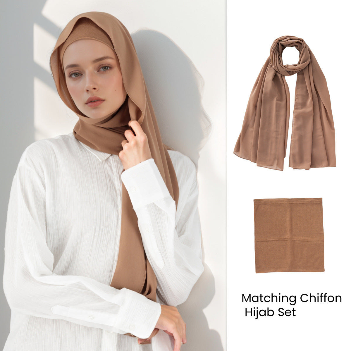 Modal Breathable Elastic Bucket Hat With Pearl Chiffon Scarf Headcloth