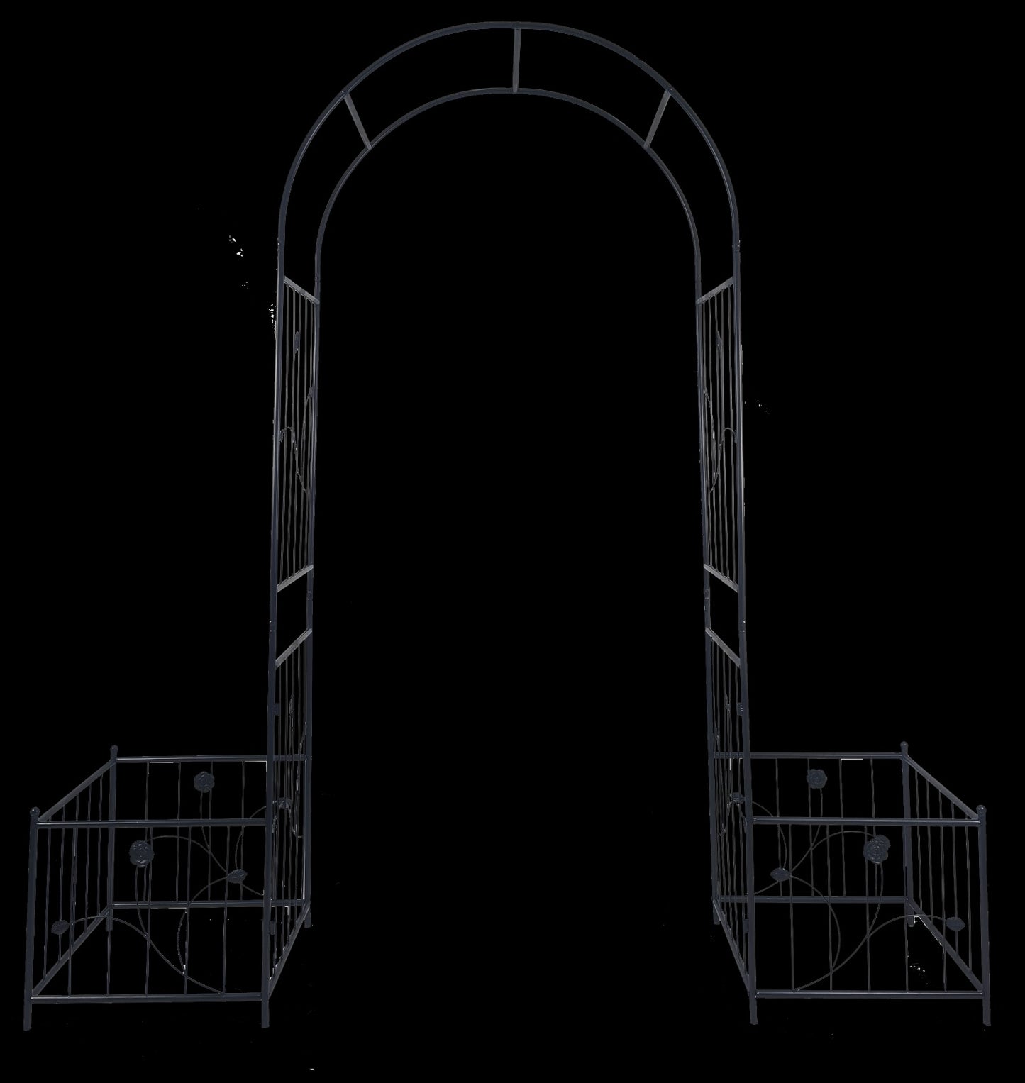 Metal Garden Arch With Plant Stands 79.5W X 86.6H Climbing Plants Rose Support